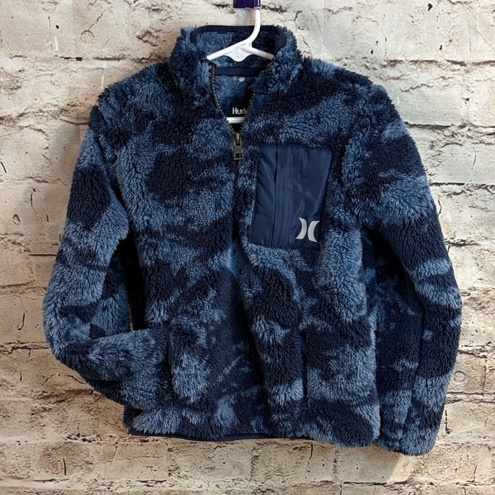 NWOT- Hurley Kids Navy Camo Fleece Pull Over